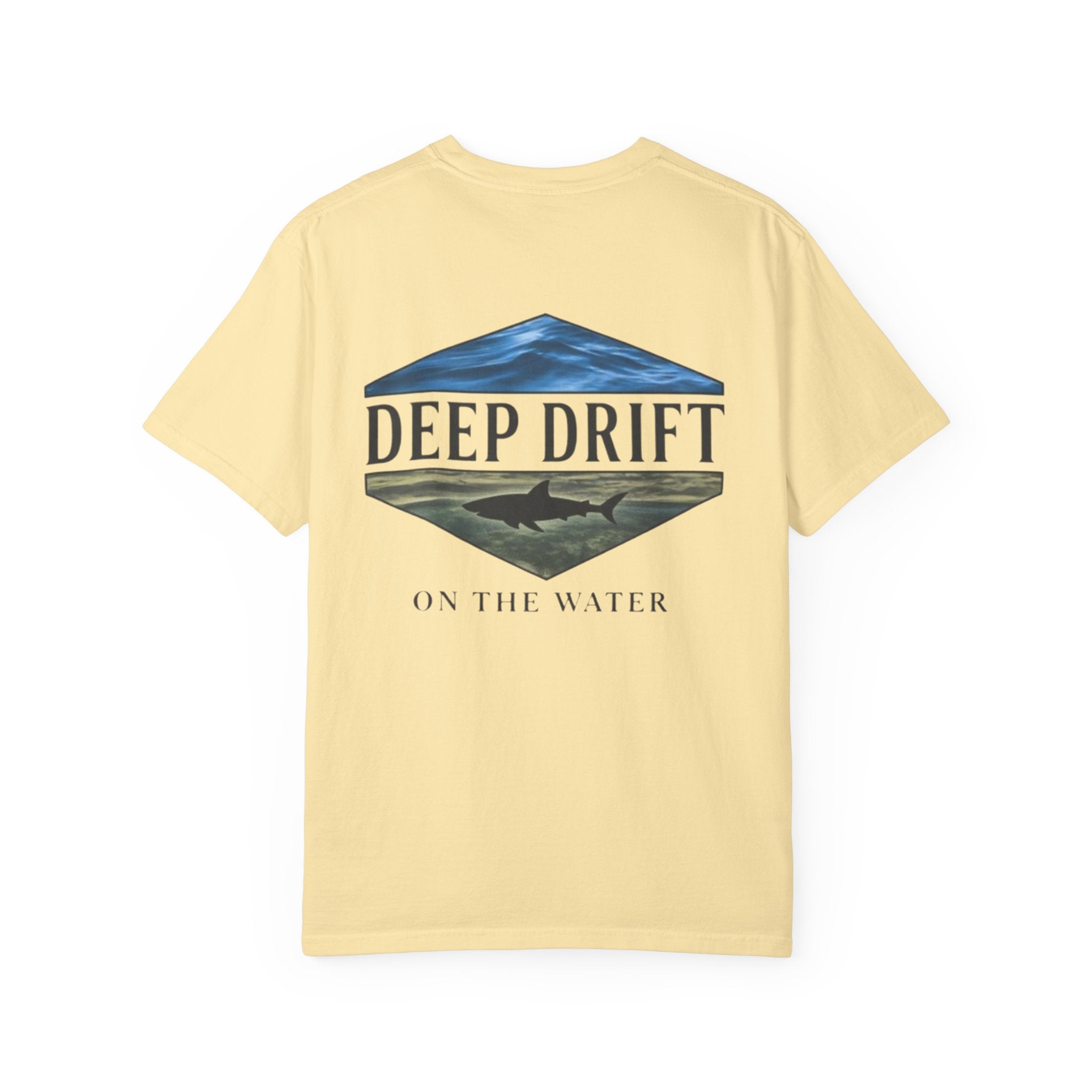Shark Tee — "Deep Drift on the Water" Fishing Graphicishing Tee for Angler Lovers, Shark Lovers, Ocean Tee