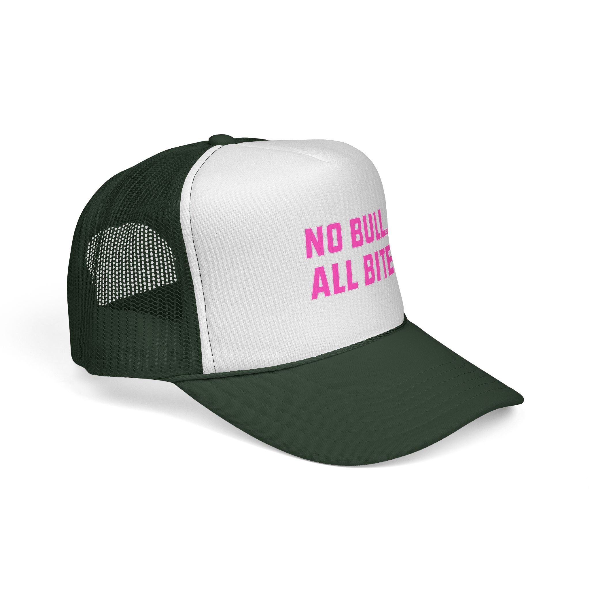 Pink No Bull All Bite Shark Trucker Cap — Fishing & Beach Hat