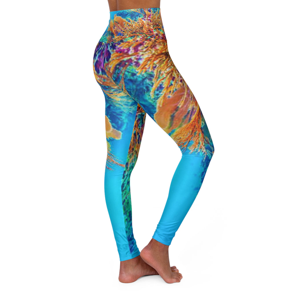 Bright Reef High Waisted Yoga Leggings - Purple, Comfortable Activewear, Fitness Pants, Ideal for Gym, Yoga, and Weekend Brunch