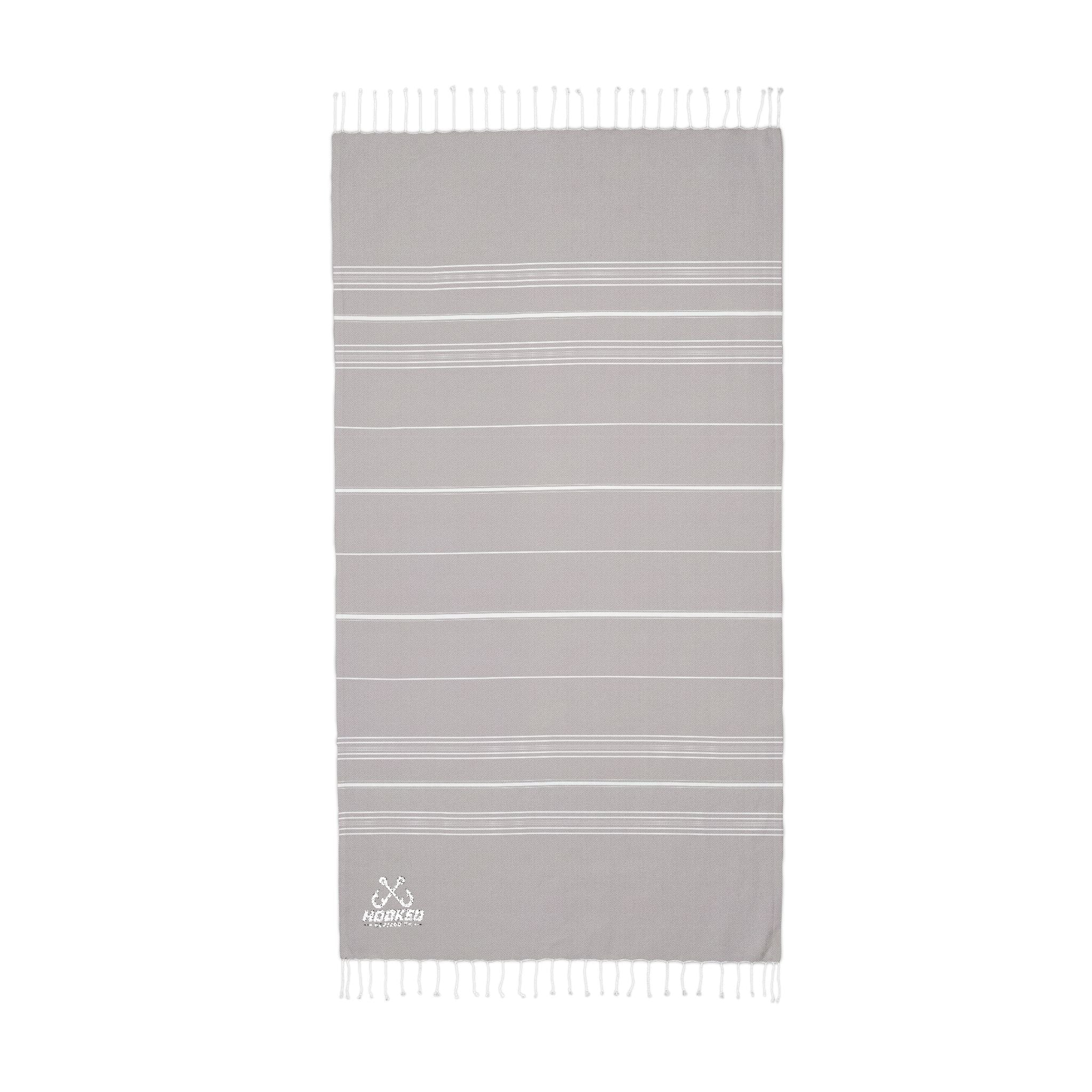 Hooked Horizon Co.  Classic Logo Cali Embroidered Stripe Throw Blanket — Lightweight Fringe Beach & Patio Blanket