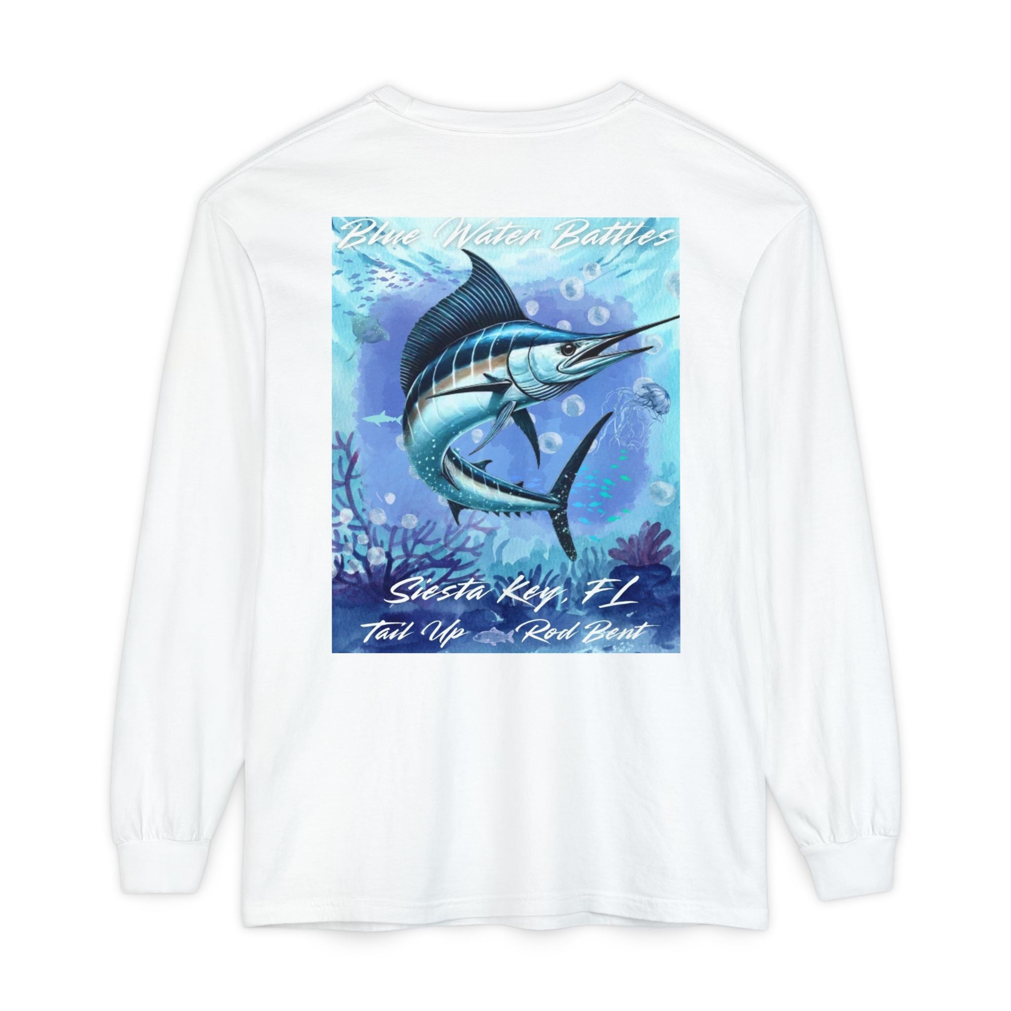 Marlin Fishing Long Sleeve T-Shirt, Ocean Adventure Apparel, Boat Trip Shirt, Coastal Style, Gift for Fishermen
