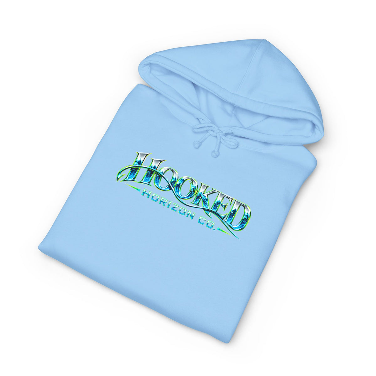 Barracuda Like Green Logo Hoodie—Hooked Horizon Co. — Fishing Back Graphic Hoodie, Multiple Color Variations