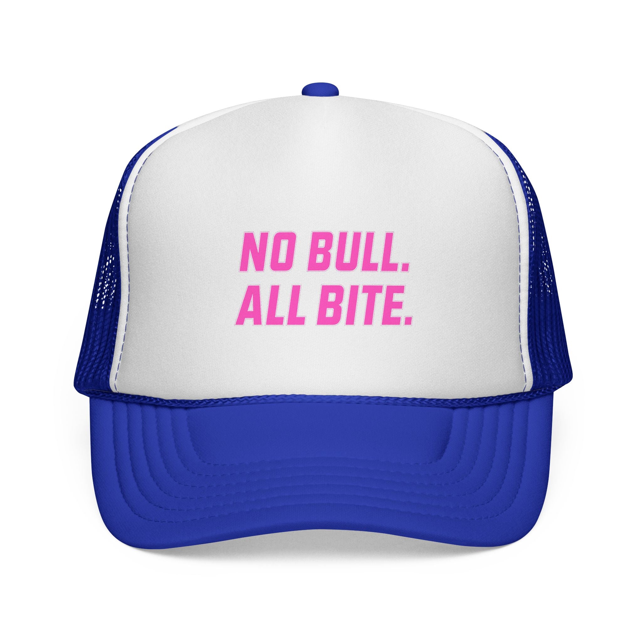 Pink No Bull All Bite Shark Trucker Cap — Fishing & Beach Hat