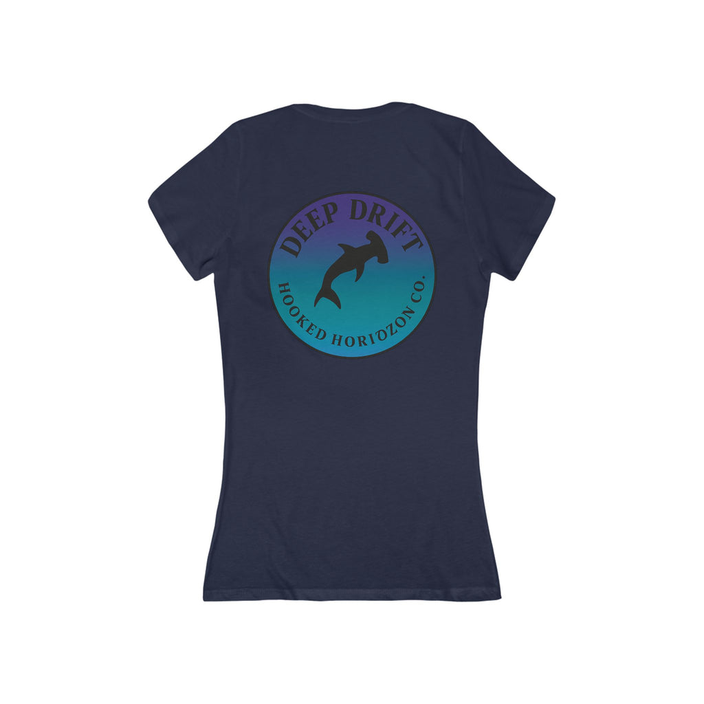 Purple & Blue Hammer Head Shark Deep Drift Women's V-Neck Tee - Casual Style, Gift for Beach Lovers, Summer Wear, Travel Outfit, Comfortable Tee