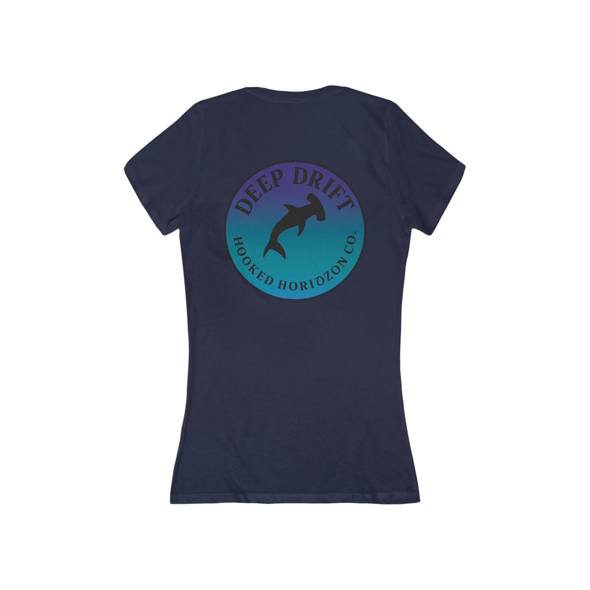 Purple & Blue Hammer Head Shark Deep Drift Women's V-Neck Tee - Casual Style, Gift for Beach Lovers, Summer Wear, Travel Outfit, Comfortable Tee