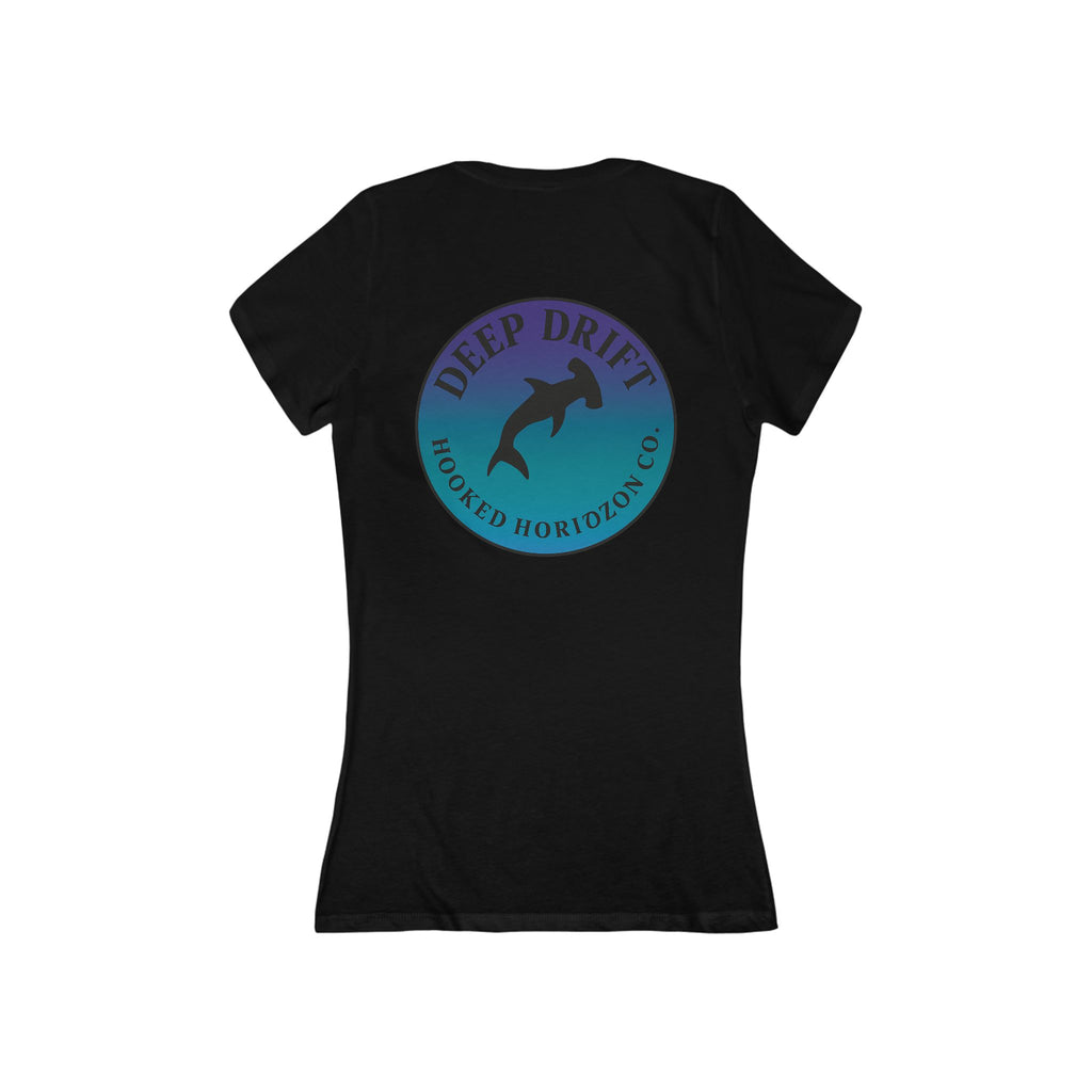 Purple & Blue Hammer Head Shark Deep Drift Women's V-Neck Tee - Casual Style, Gift for Beach Lovers, Summer Wear, Travel Outfit, Comfortable Tee