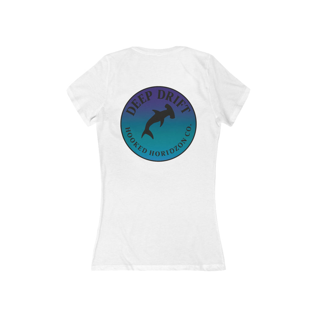 Purple & Blue Hammer Head Shark Deep Drift Women's V-Neck Tee - Casual Style, Gift for Beach Lovers, Summer Wear, Travel Outfit, Comfortable Tee