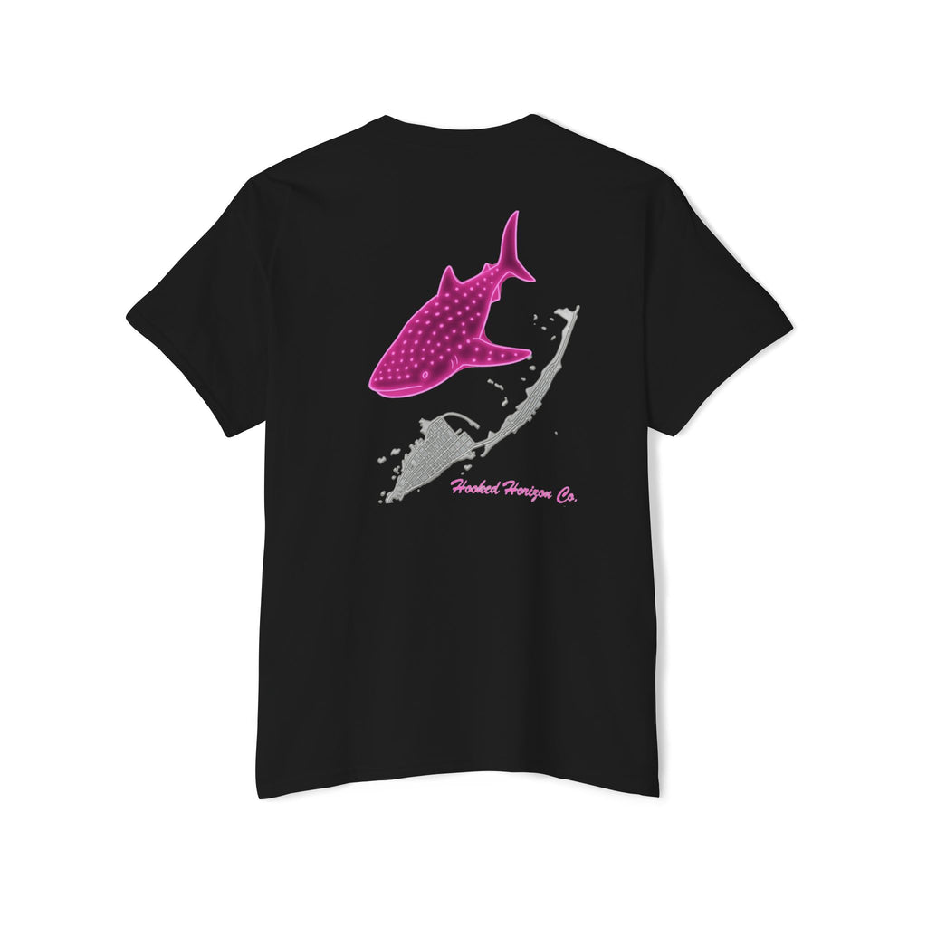 Neon Whale Shark Deep Drift Hooked HorizonCo.  Tee- Perfect for Angler and Fishing Gifts, For him, For Her Unisex Cotton T-Shirt for Fishing & Wildlife Enthusiasts, Ocean Lovers