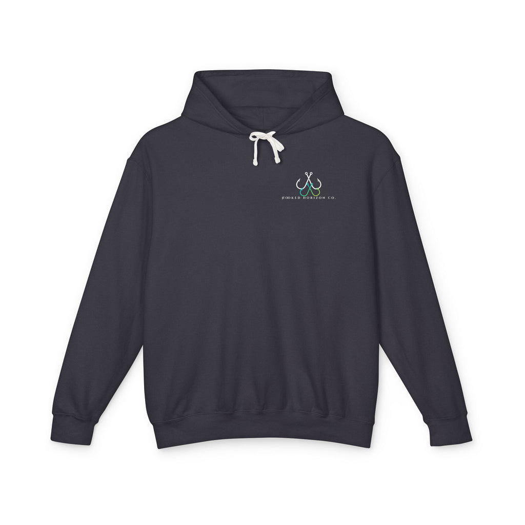 Hooked Horizon Co Unisex Lightweight Hoodie with Deep Drift Design | Perfect for Fishermen, Beach Lovers, Casual Outings, Gift for Him/Her, Nautical Style,  Ocean Lover Gifts