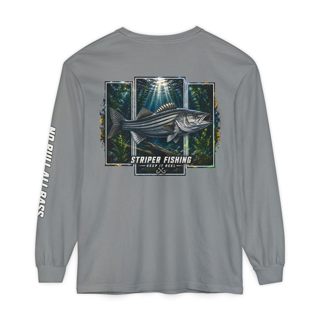 Saltwater Sea Striper Fishing Long Sleeve T-Shirt, Ocean Adventure Apparel, Boat Trip Shirt, Coastal Style, Gift for Fishermen