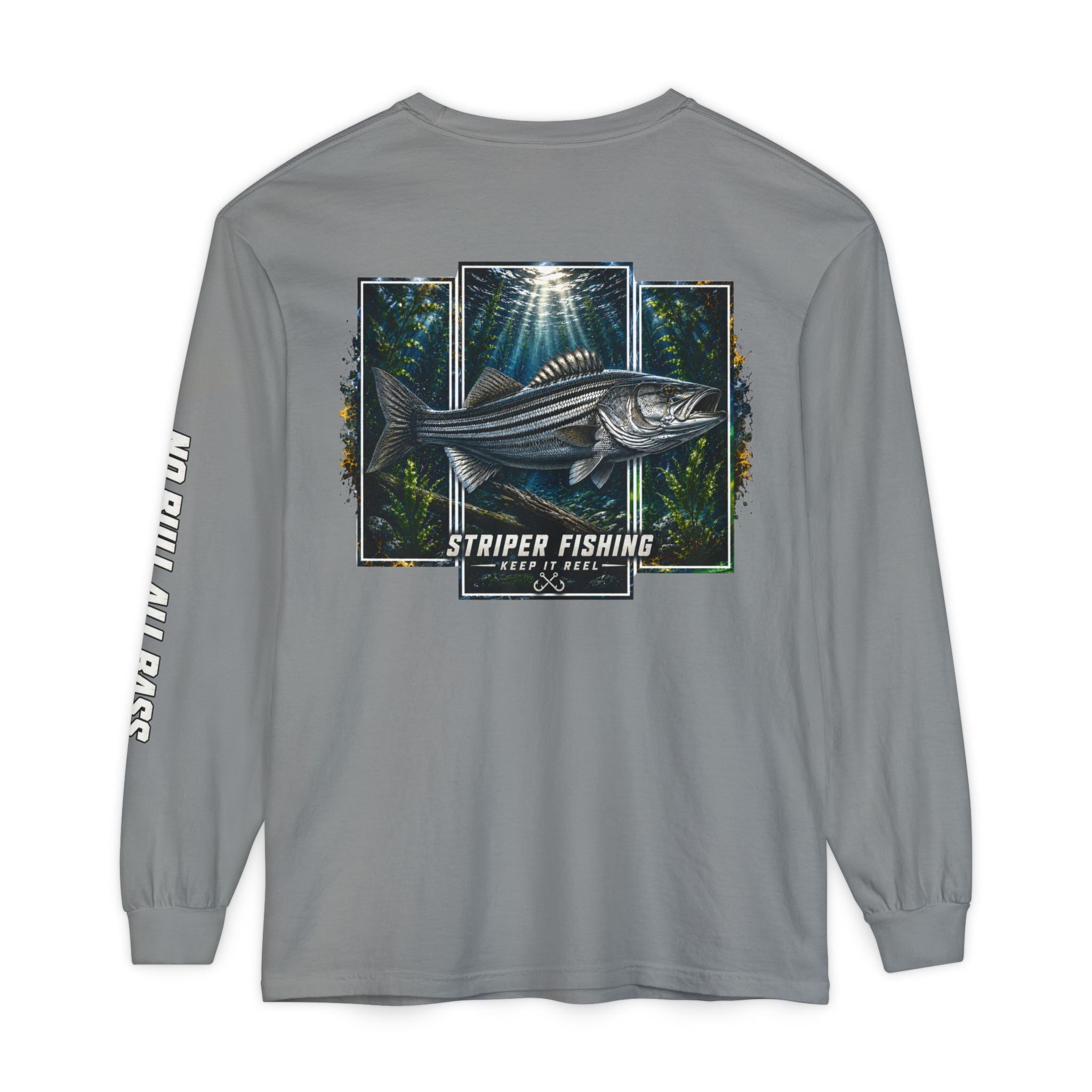 Saltwater Sea Striper Fishing Long Sleeve T-Shirt, Ocean Adventure Apparel, Boat Trip Shirt, Coastal Style, Gift for Fishermen