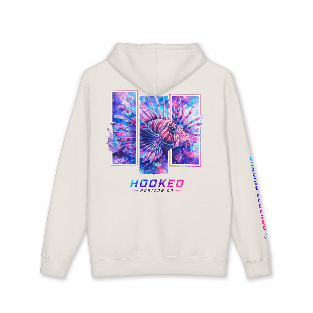 Lion Fish Hoodie Hooked Horizon Co. — Fishing Back Graphic Hoodie, Multiple Color Variations
