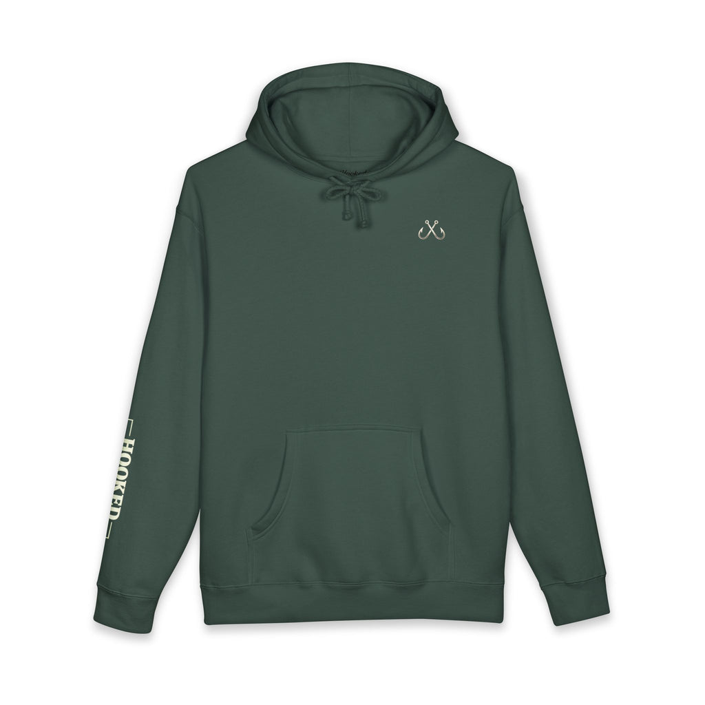 Wave Hoodie Hooked Horizon Co. — Minimal Fishing Back Graphic Hoodie, Multiple Color Variations