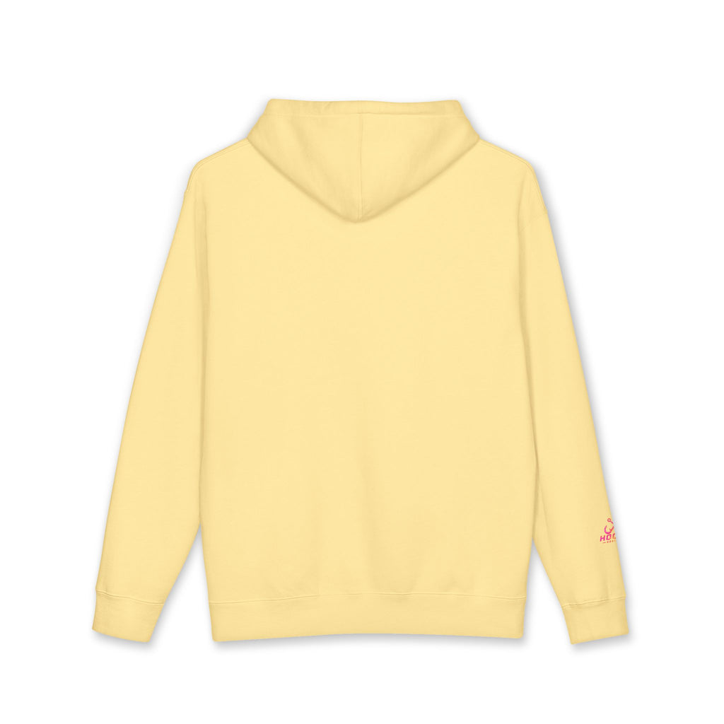 Hot Pink & Peach Hooked Horizon Co. — Fishing Back Graphic Hoodie, Multiple Color Variations