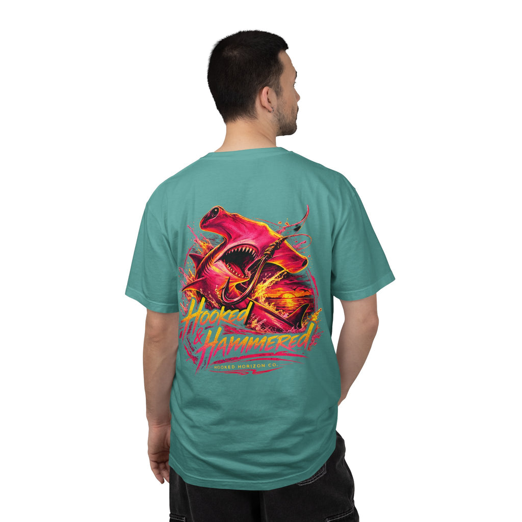 Hooked & Hammered Fishing T-shirt, Hooked Horizon Co, Angler Gifts, Shark Lovers