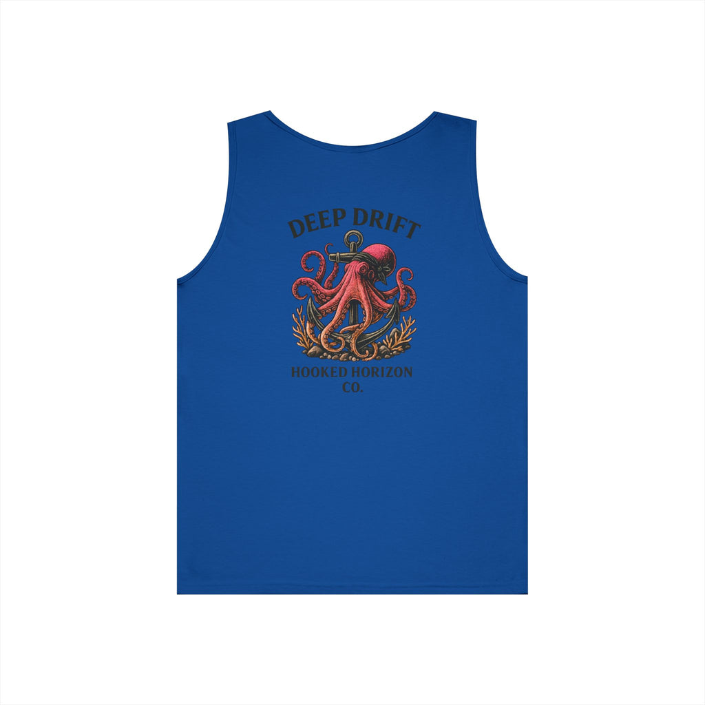 Red  Deep Drift Octopus Graphic Tank Top, Summer Beach Wear, Unisex Tank, Gift for Ocean Lovers, Nautical Tees, Camping Apparel