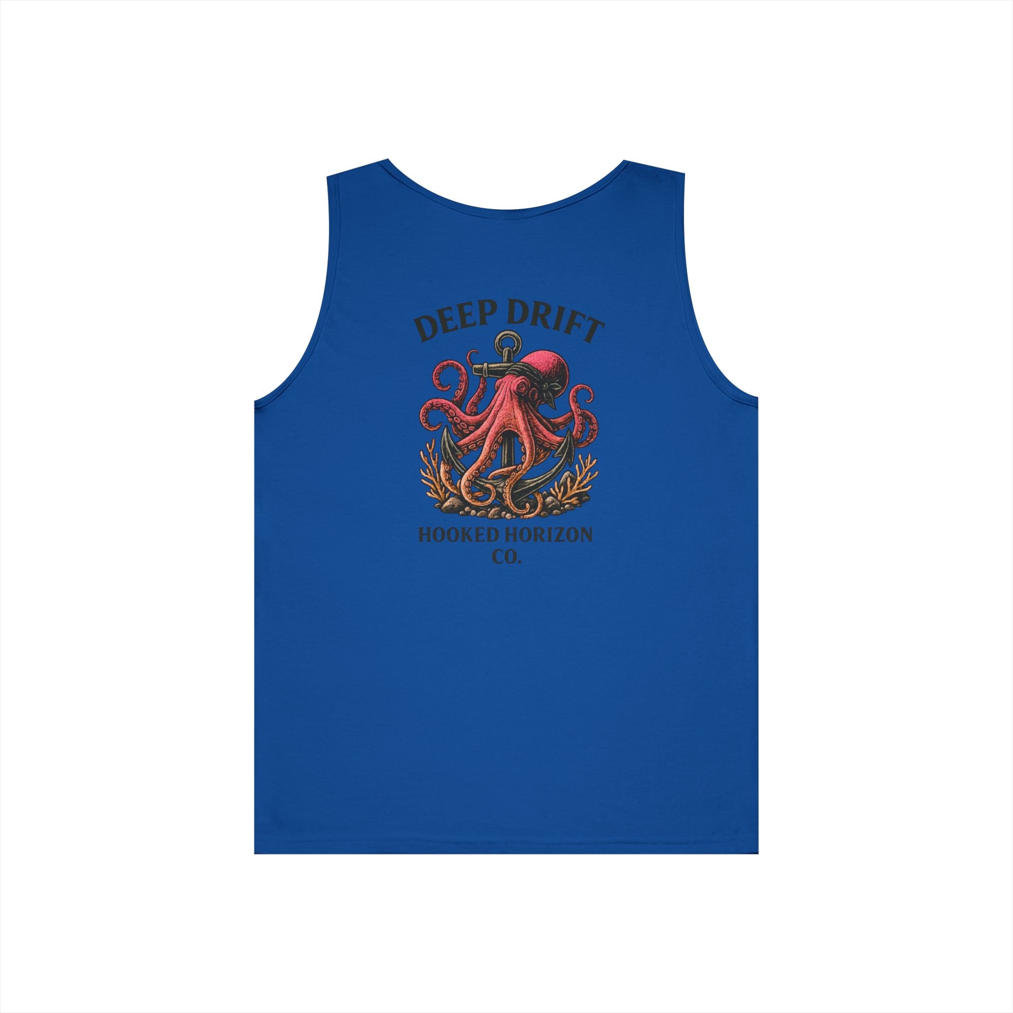 Red  Deep Drift Octopus Graphic Tank Top, Summer Beach Wear, Unisex Tank, Gift for Ocean Lovers, Nautical Tees, Camping Apparel
