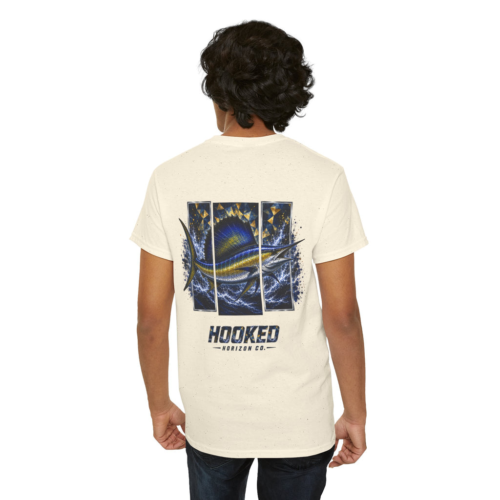 Sail Fish Hooked Horizon Co Tee—Ocean Graphic Tee — "Beloved" Ray Design