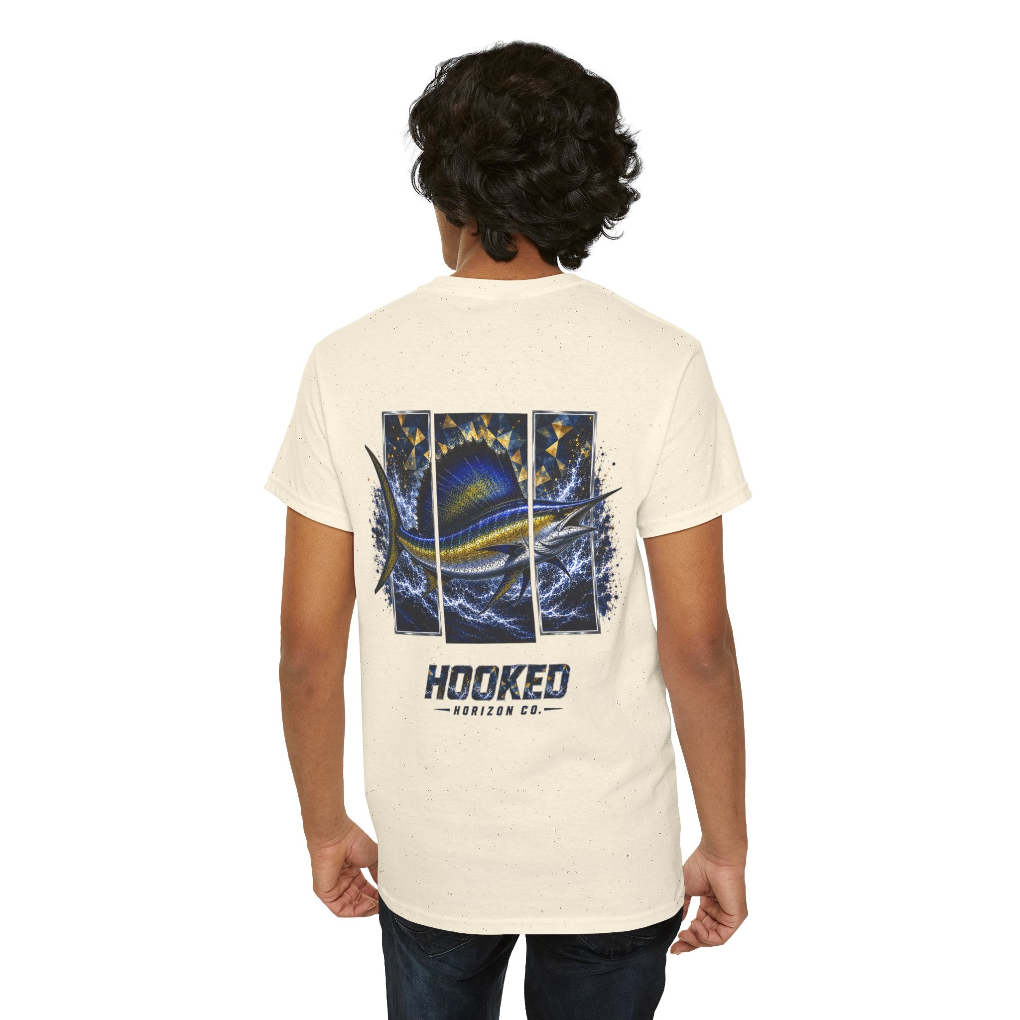 Sail Fish Hooked Horizon Co Tee—Ocean Graphic Tee — "Beloved" Ray Design