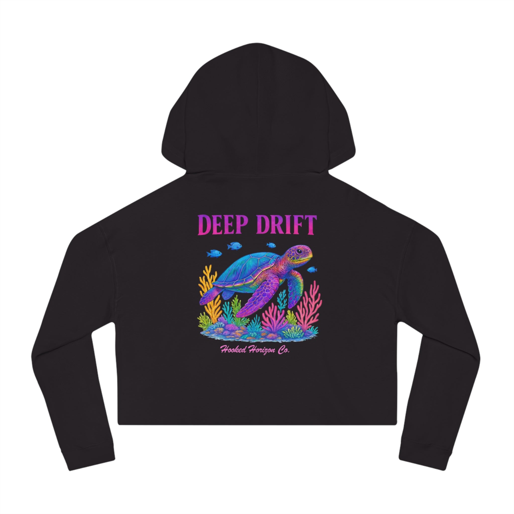 Turtle Cropped Hoodie — "Deep Drift on the Water" Fishing Graphic