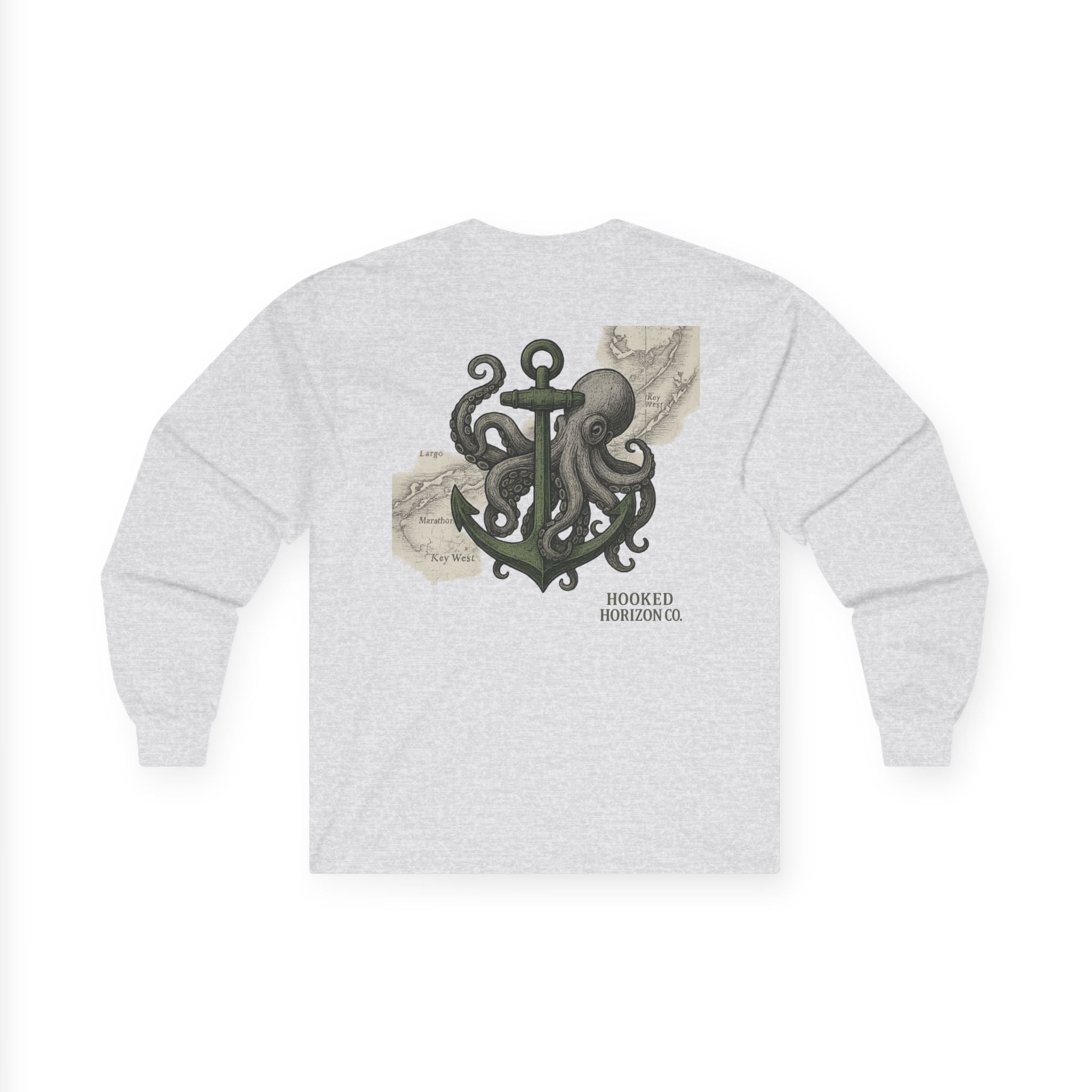 Octopus & Anchor Long Sleeve Tee, Unisex Cotton Shirt, Nautical Gift, Beachwear, Casual Outfit, Ocean Lover Apparel