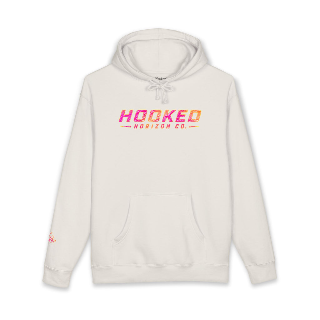 Hot Pink & Peach Hooked Horizon Co. — Fishing Back Graphic Hoodie, Multiple Color Variations