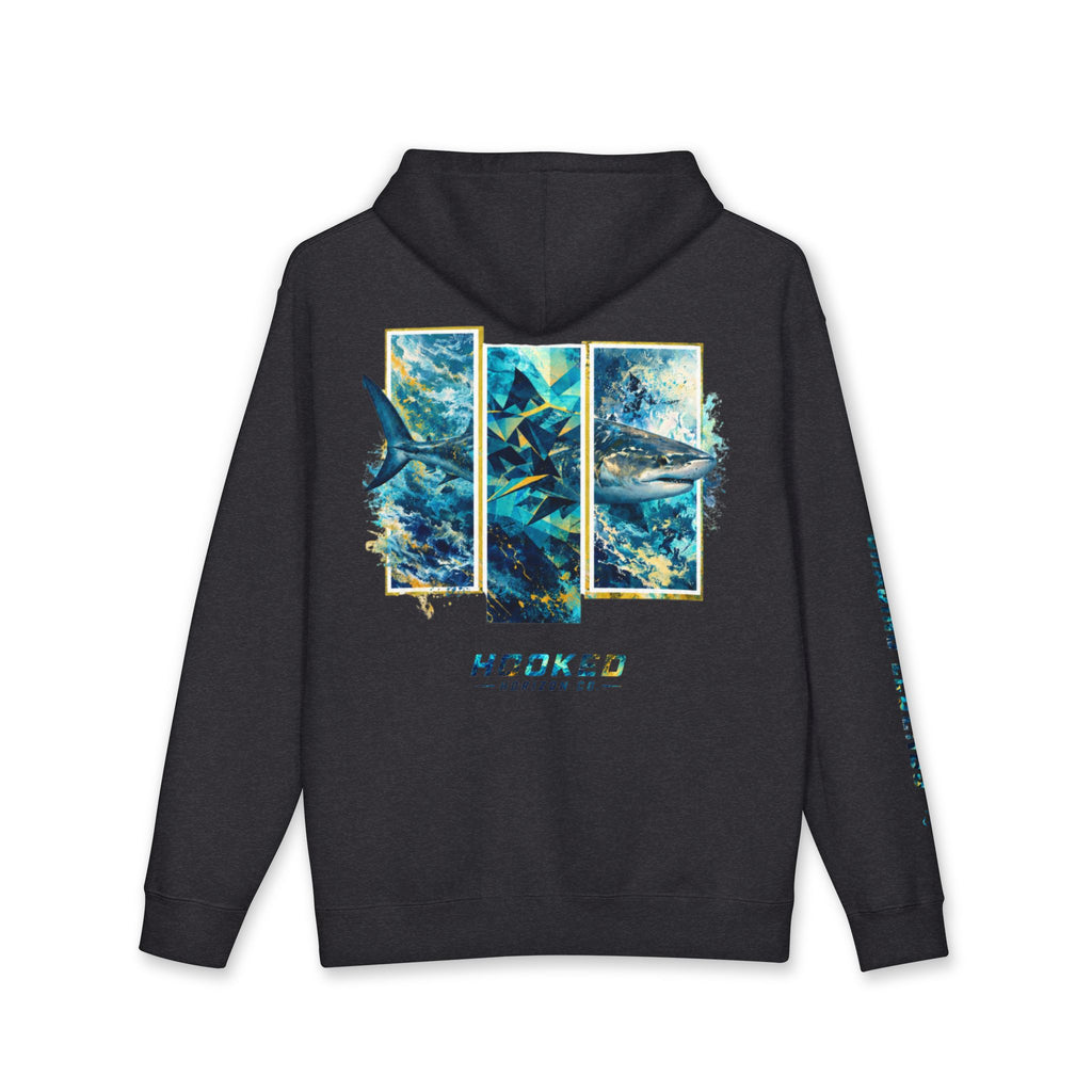 Bull Shark Hoodie Hooked Horizon Co. — Fishing Back Graphic Hoodie, Multiple Color Variations