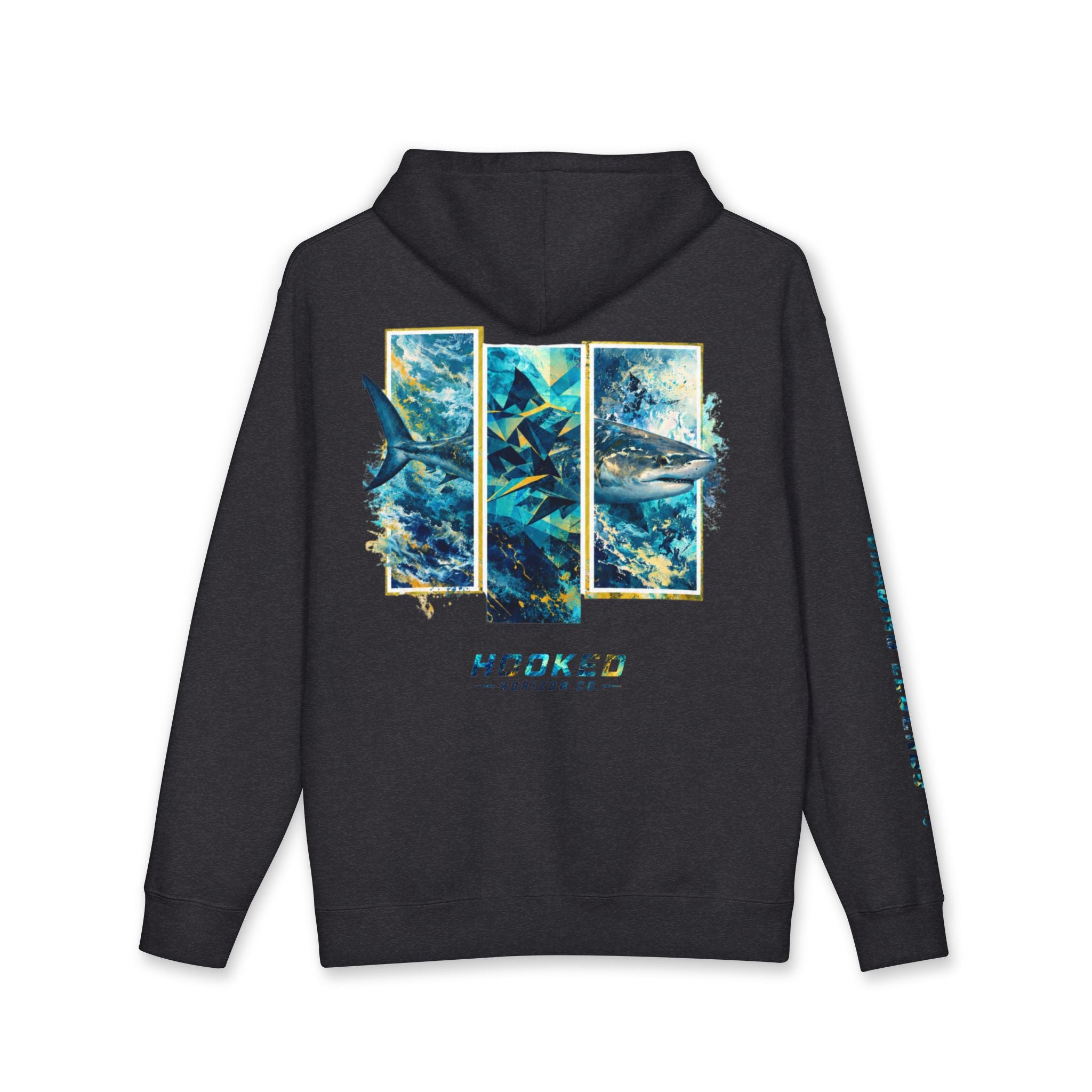Bull Shark Hoodie Hooked Horizon Co. — Fishing Back Graphic Hoodie, Multiple Color Variations