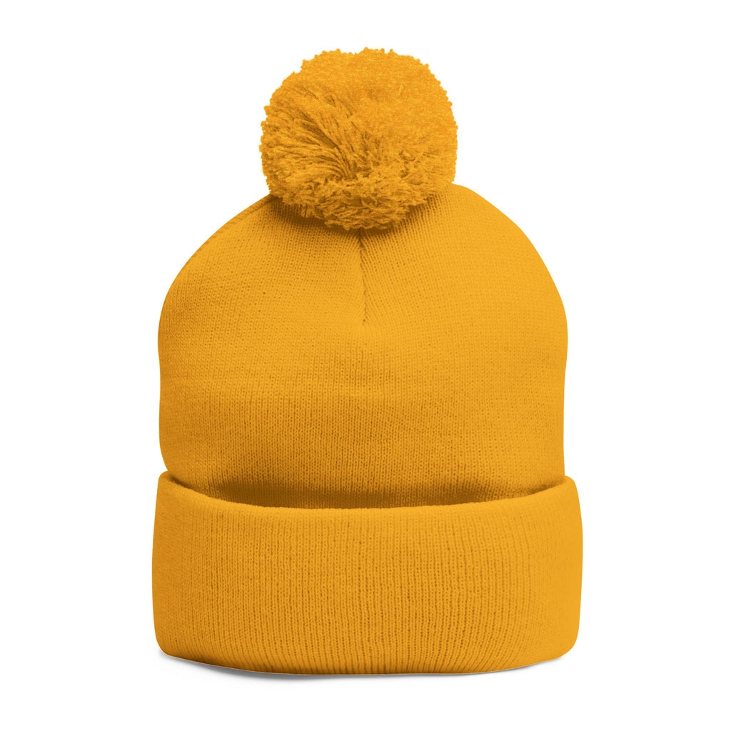 Hooked Horizon Co. Embroidered Pom-Pom Knit Cap — Cozy Grey Beanie with Multiple Color Variations