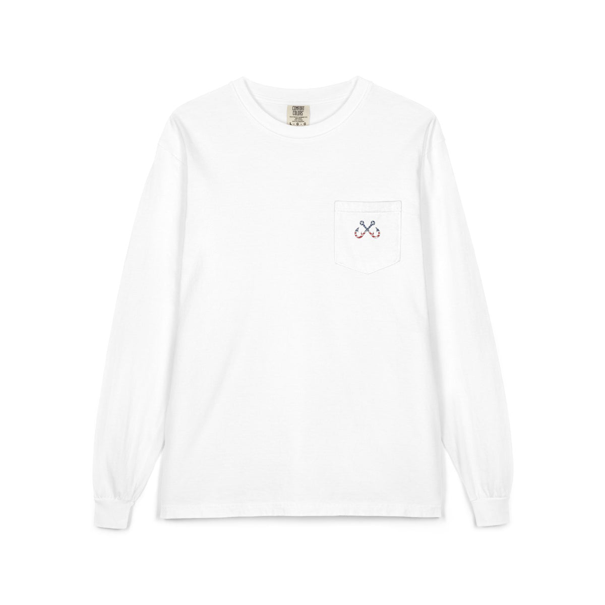 USA Manta Ray Hooked Horizon Co.  Classic Logo Unisex Long Sleeve Pocket T-Shirt