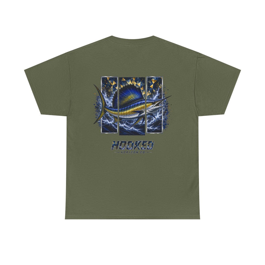 Sail Fish Hooked Horizon Co Tee—Ocean Graphic Tee — "Beloved" Ray Design