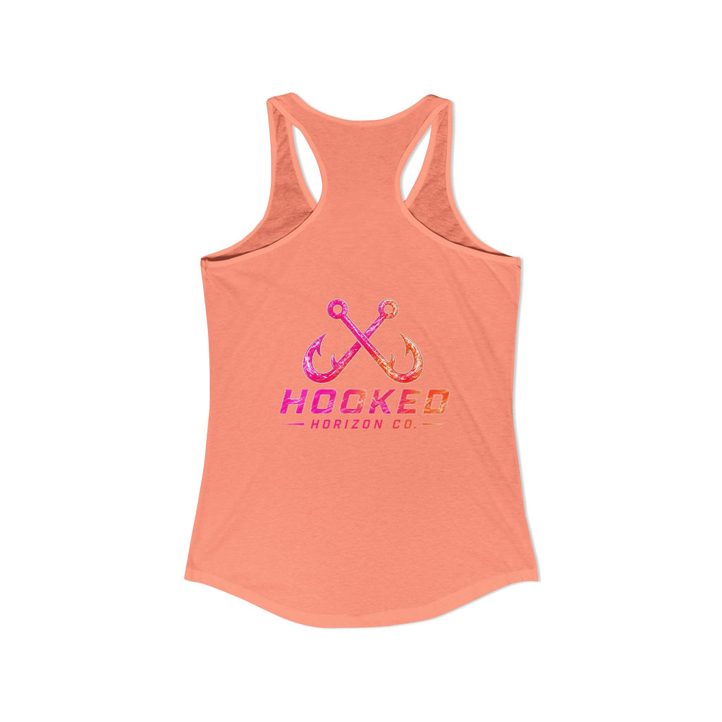 Hot Pink & Peach Hooked Horizon Co.— Soft Women's Ideal Racerback Tank