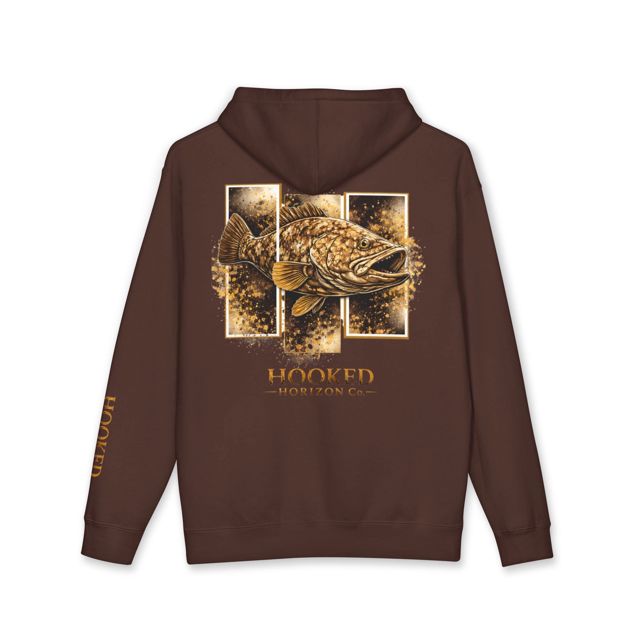 Grouper Hoodie Hooked Horizon Co. — Fishing Back Graphic Hoodie, Multiple Color Variations