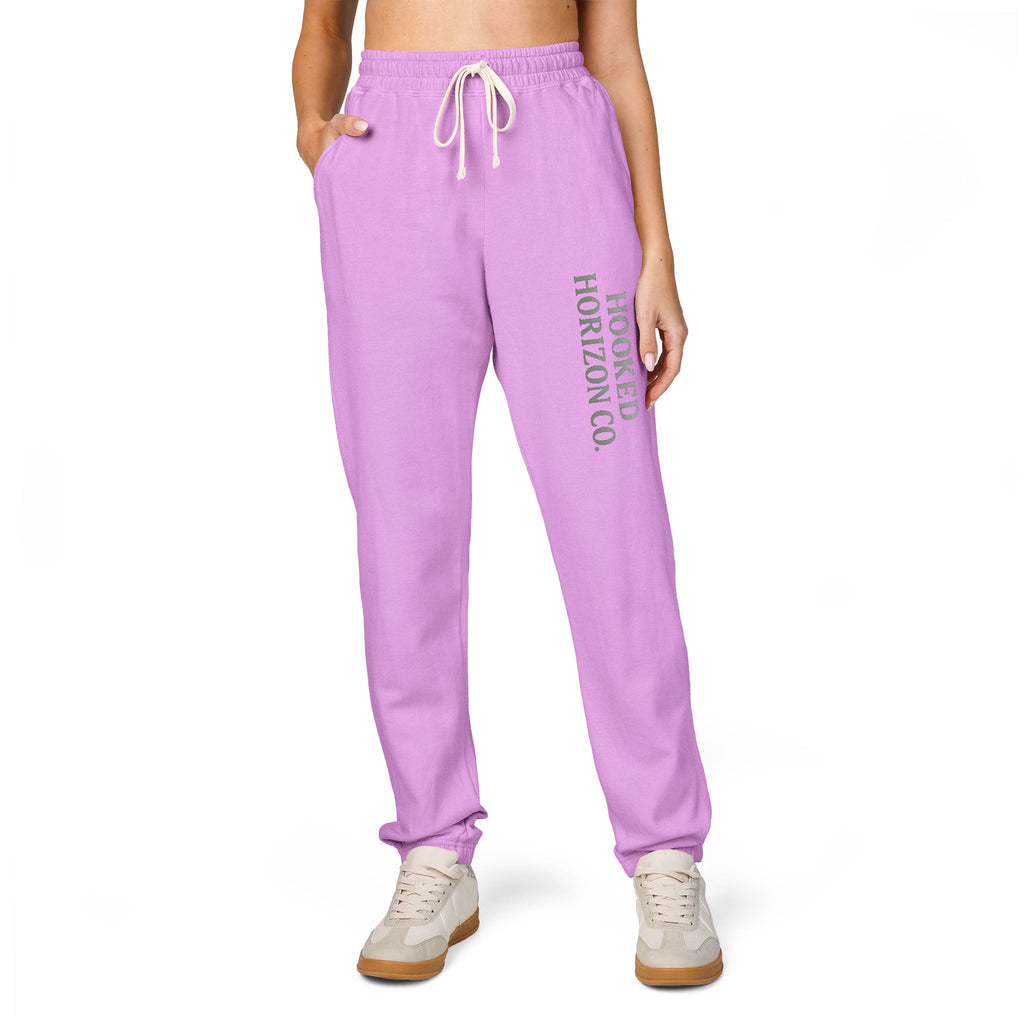 Hooked Horizon Co. Deep Drift Embroidered Fleece Sweatpants | Cozy Loungewear, Gifts for Everyone, Comfortable Joggers, Relaxed Fit Sweatpants, God is Love, Unisex Fashion