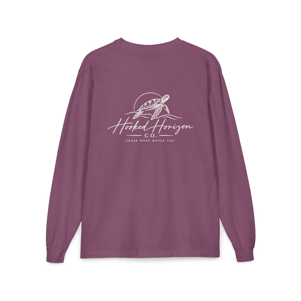 Turtle Hooked Horizon Co. – " Chase What Moves You "Unisex Long Sleeve Pocket T-Shirt