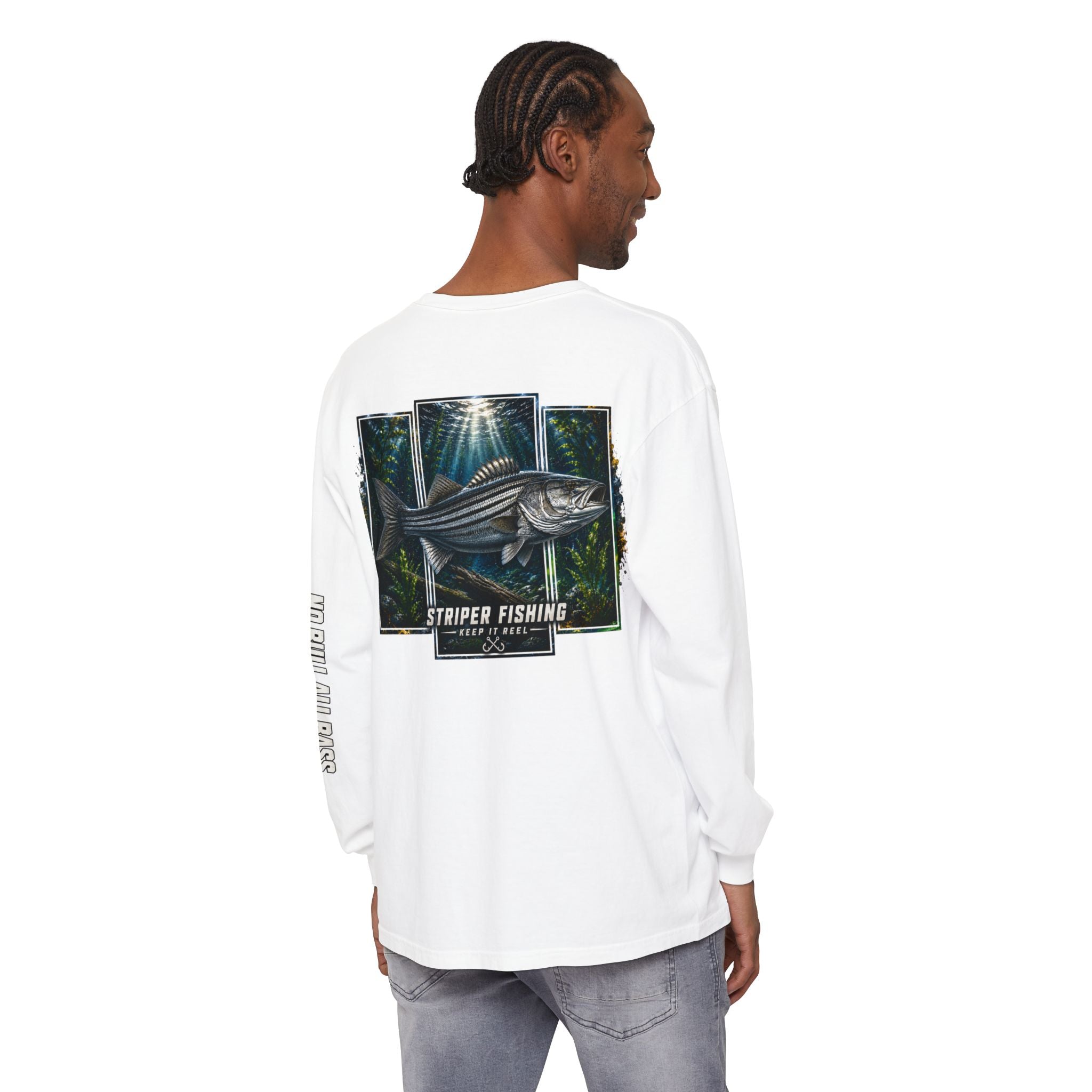 Saltwater Sea Striper Fishing Long Sleeve T-Shirt, Ocean Adventure Apparel, Boat Trip Shirt, Coastal Style, Gift for Fishermen