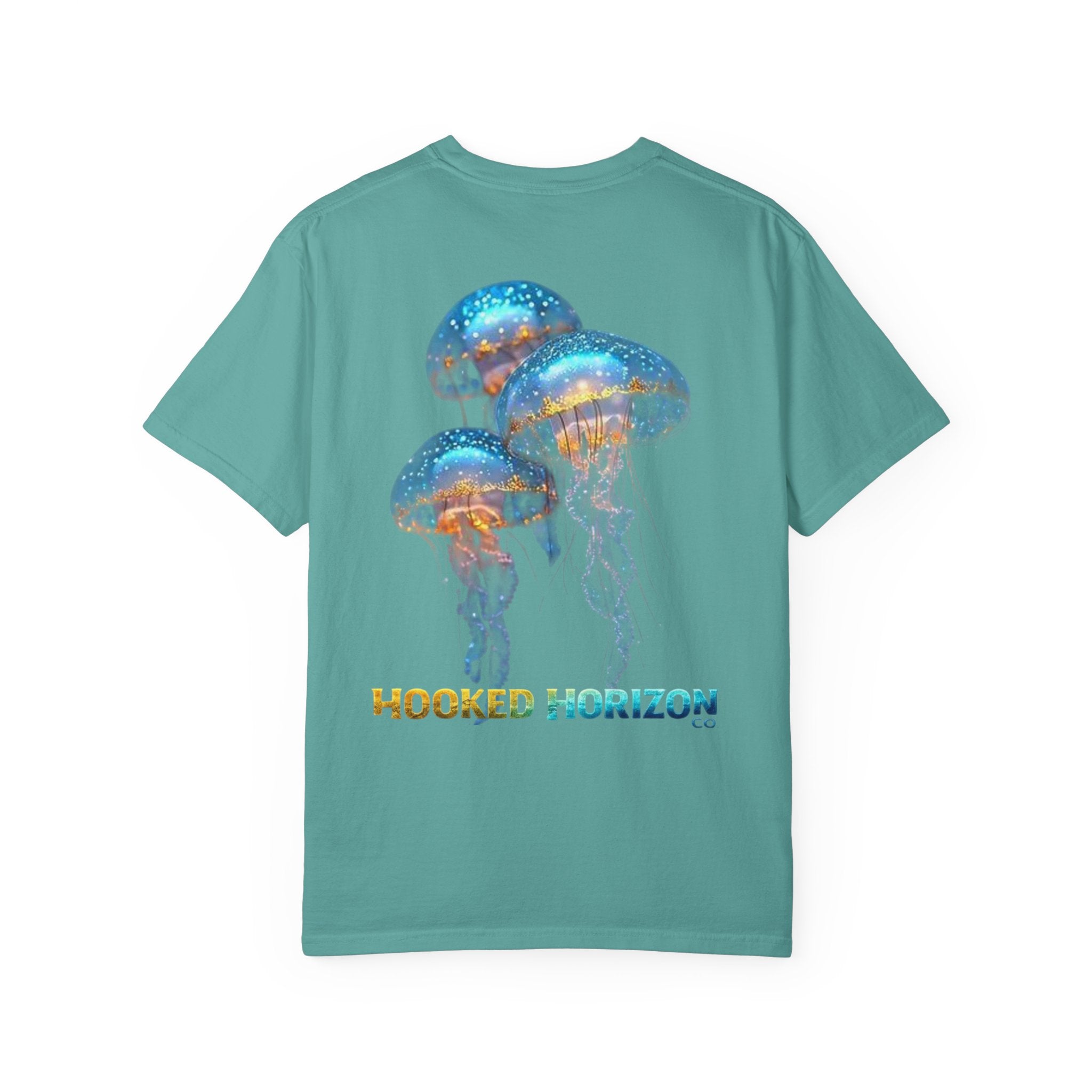 Jelly Fish Hooked Horizon Co. — Deep Drift Fishing Graphicishing Tee for Angler Lovers, Shark Lovers, Ocean Tee