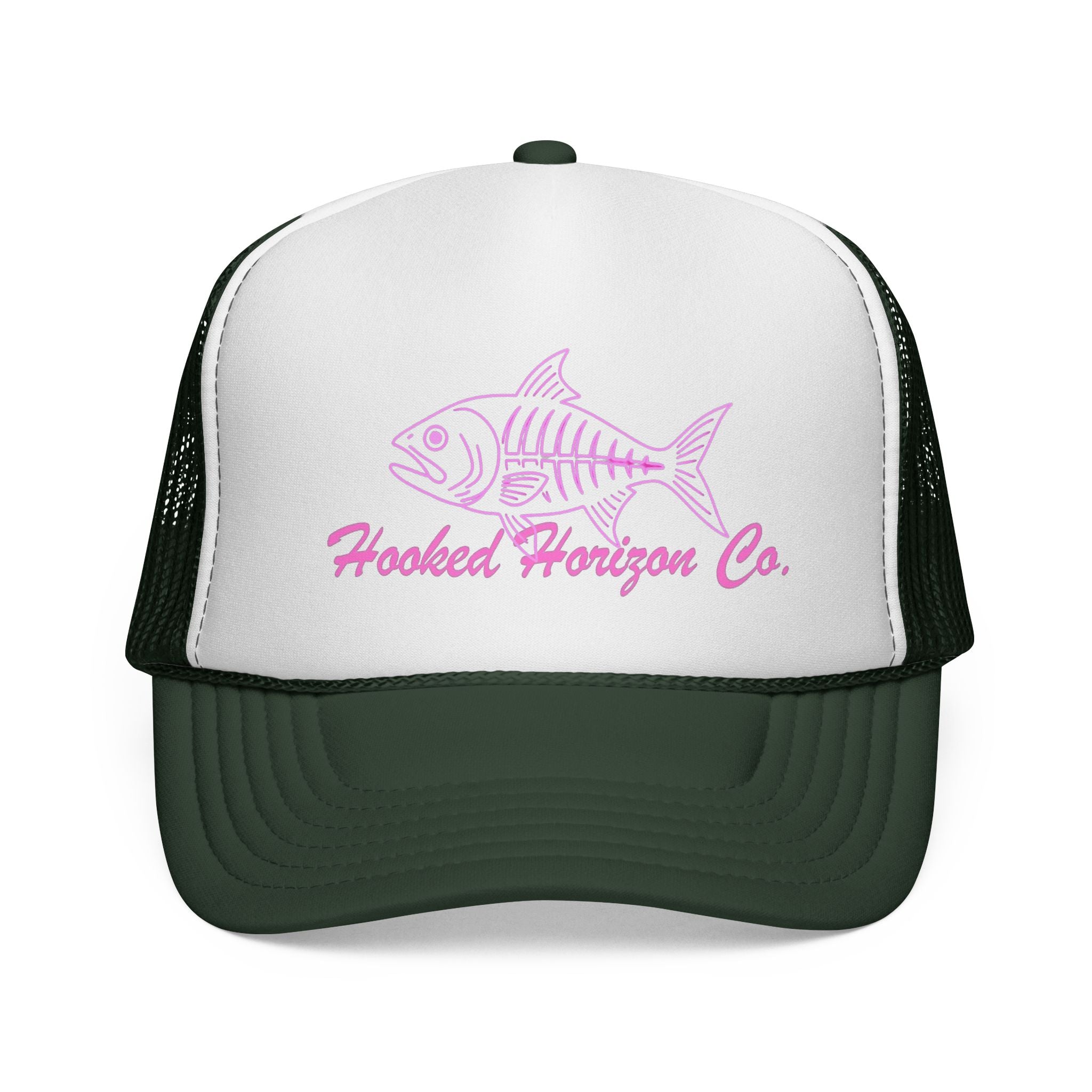 Pink Fish Bone Trucker Cap — Fishing & Beach Hat