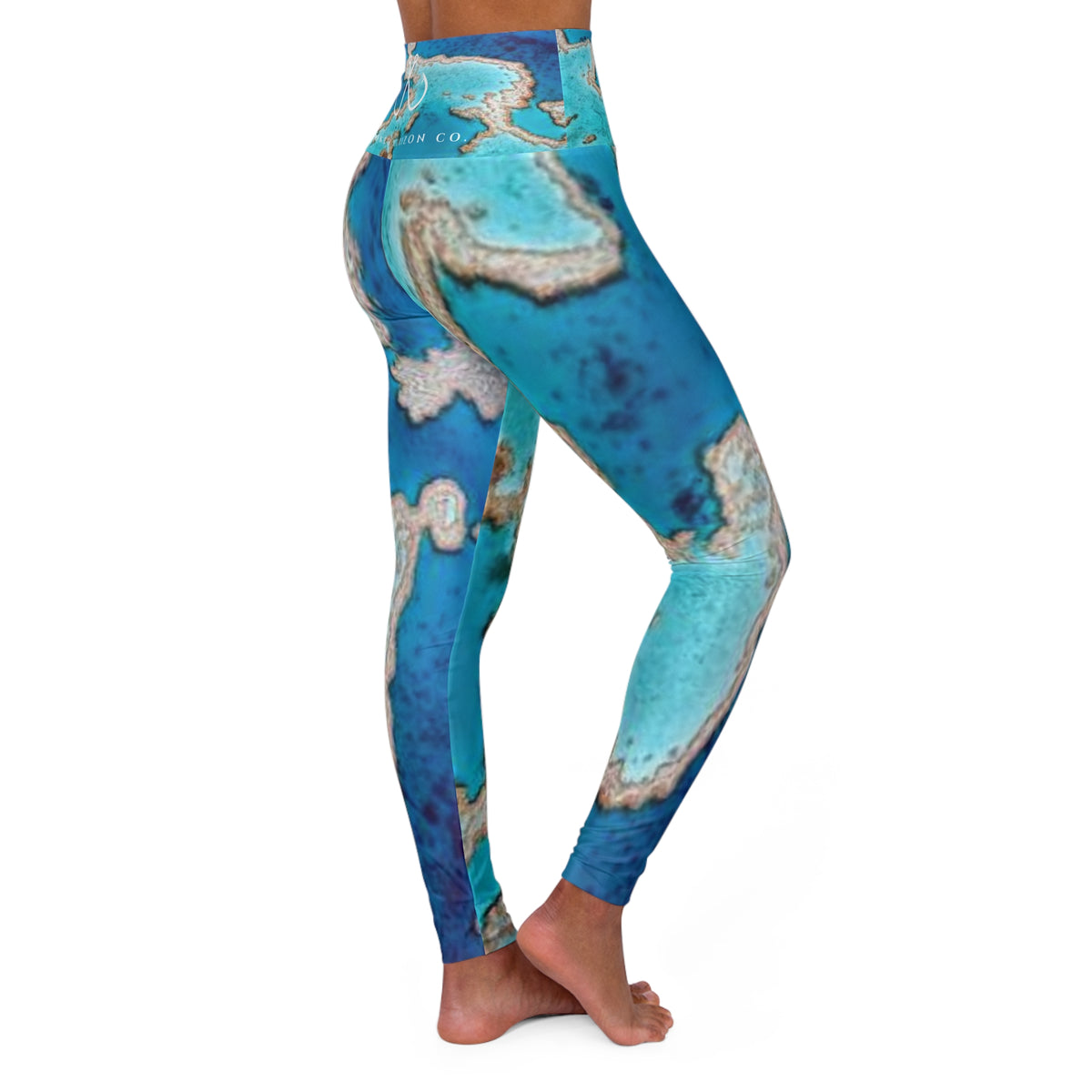 Blue Coral Reef High Waisted Yoga Leggings - Purple, Comfortable Activewear, Fitness Pants, Ideal for Gym, Yoga, and Weekend Brunch