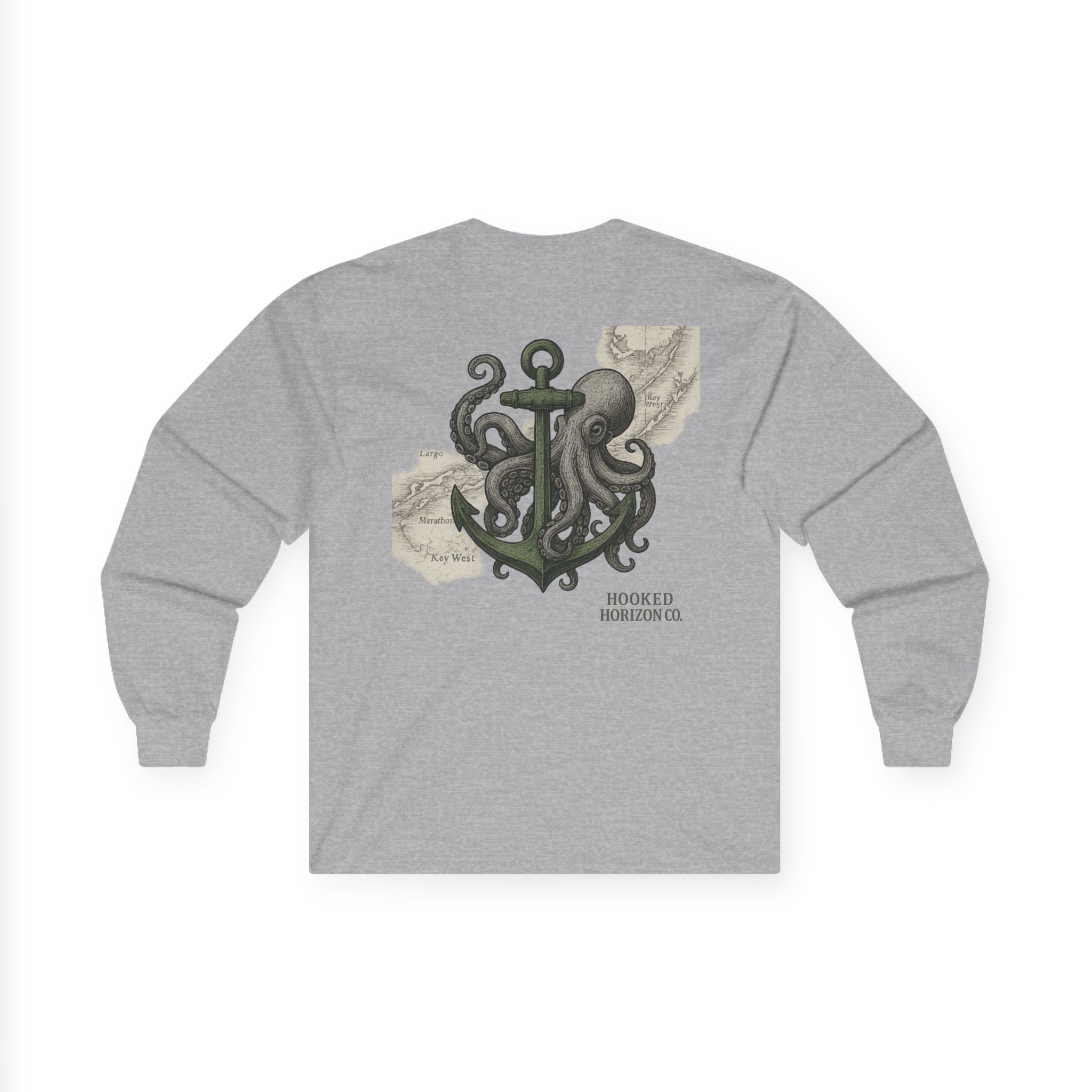 Octopus & Anchor Long Sleeve Tee, Unisex Cotton Shirt, Nautical Gift, Beachwear, Casual Outfit, Ocean Lover Apparel