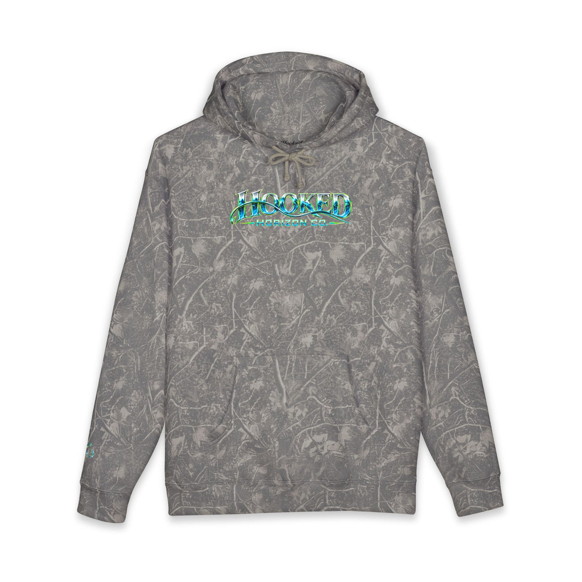Barracuda Like Green Logo Hoodie—Hooked Horizon Co. — Fishing Back Graphic Hoodie, Multiple Color Variations