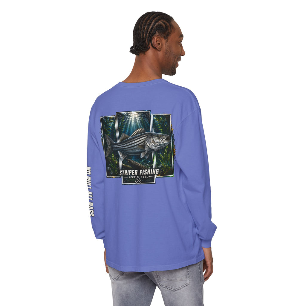 Saltwater Sea Striper Fishing Long Sleeve T-Shirt, Ocean Adventure Apparel, Boat Trip Shirt, Coastal Style, Gift for Fishermen