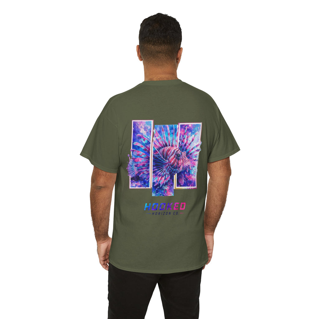 Lion Fish Hooked Horizon Co Tee—Ocean Graphic Tee — "Beloved" Ray Design