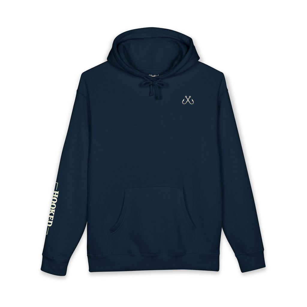 Wave Hoodie Hooked Horizon Co. — Minimal Fishing Back Graphic Hoodie, Multiple Color Variations