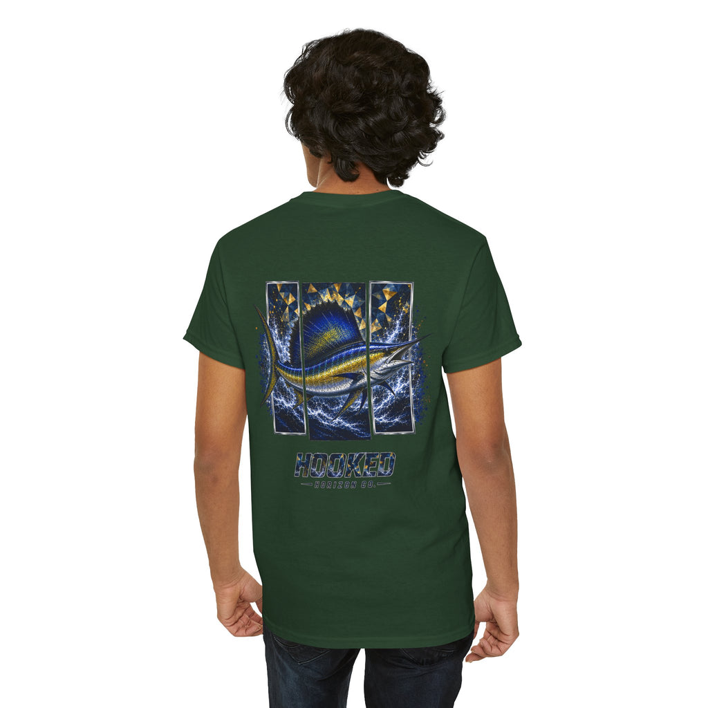 Sail Fish Hooked Horizon Co Tee—Ocean Graphic Tee — "Beloved" Ray Design