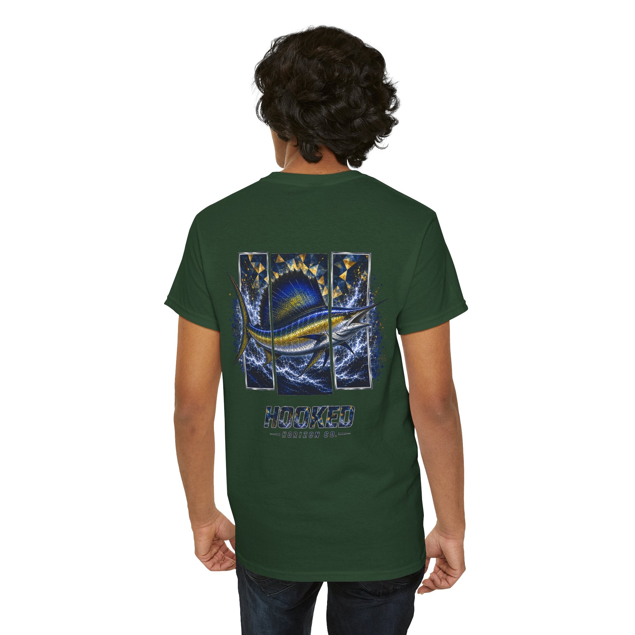 Sail Fish Hooked Horizon Co Tee—Ocean Graphic Tee — "Beloved" Ray Design