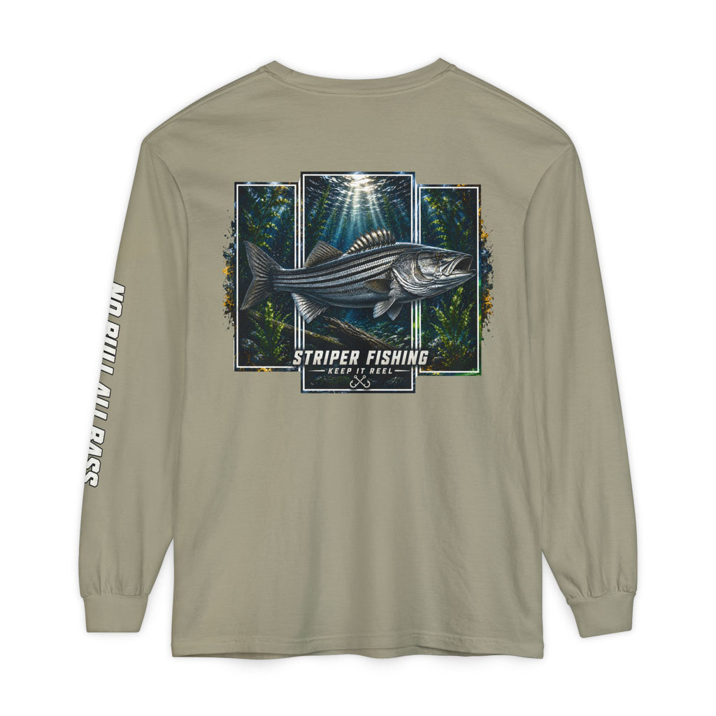 Saltwater Sea Striper Fishing Long Sleeve T-Shirt, Ocean Adventure Apparel, Boat Trip Shirt, Coastal Style, Gift for Fishermen