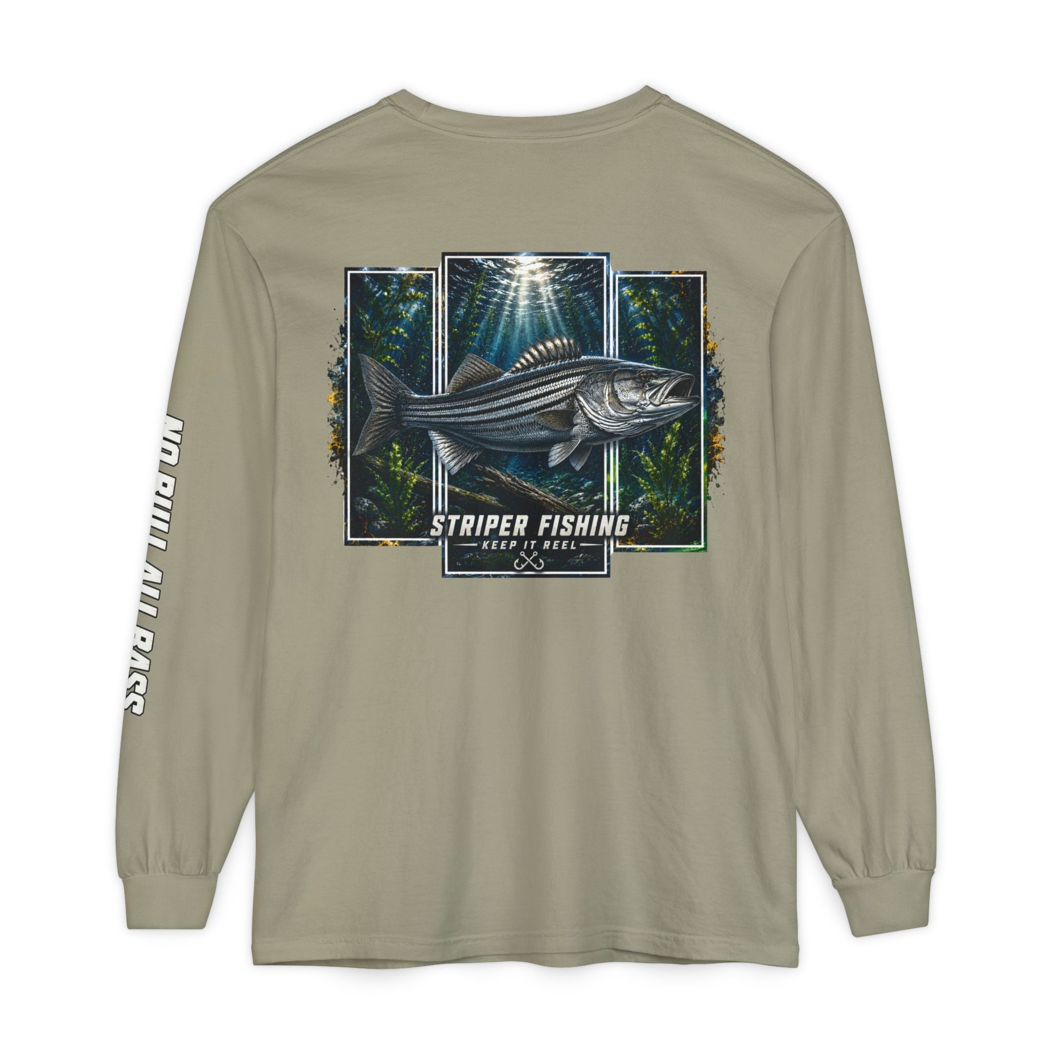 Saltwater Sea Striper Fishing Long Sleeve T-Shirt, Ocean Adventure Apparel, Boat Trip Shirt, Coastal Style, Gift for Fishermen