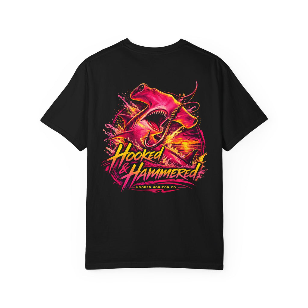 Hooked & Hammered Fishing T-shirt, Hooked Horizon Co, Angler Gifts, Shark Lovers