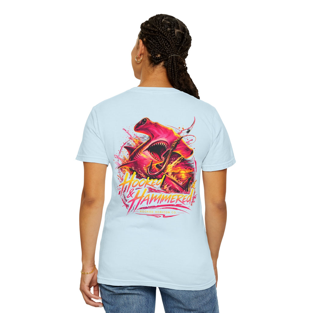 Hooked & Hammered Fishing T-shirt, Hooked Horizon Co, Angler Gifts, Shark Lovers